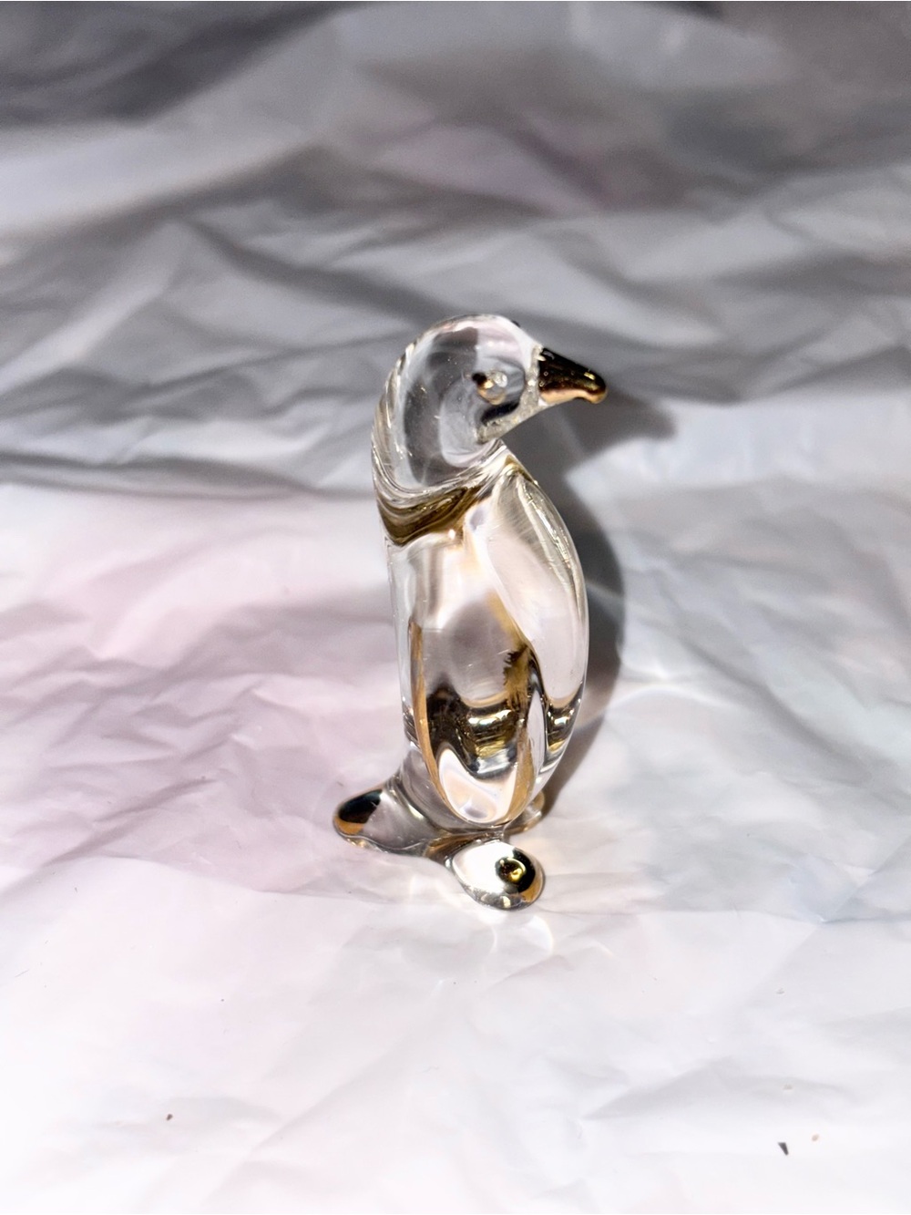 hand-blown clear glass penguin figurine 2” - Picture 4 of 6